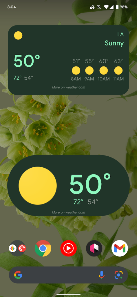 Google Weather widgets
