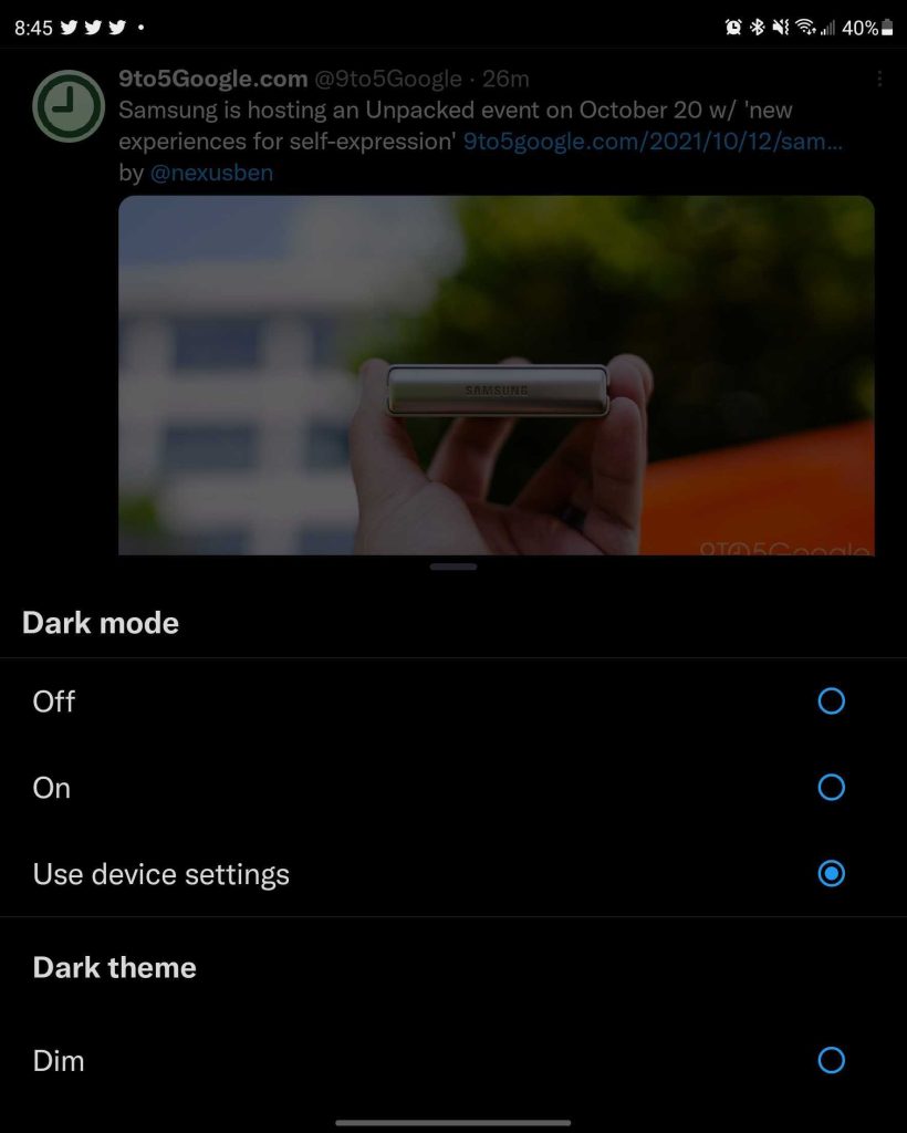 Twitter can finally match Android dark theme setting - 9to5Google