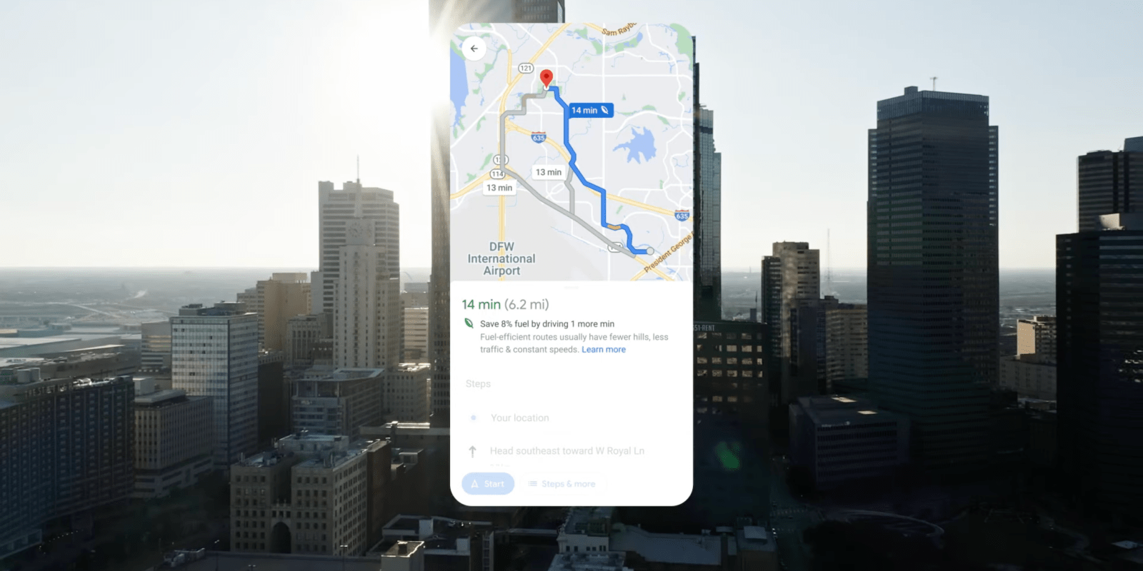 Google Maps eco-friendly routing