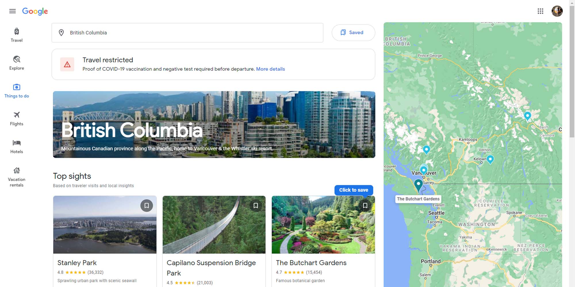 google travel explore map