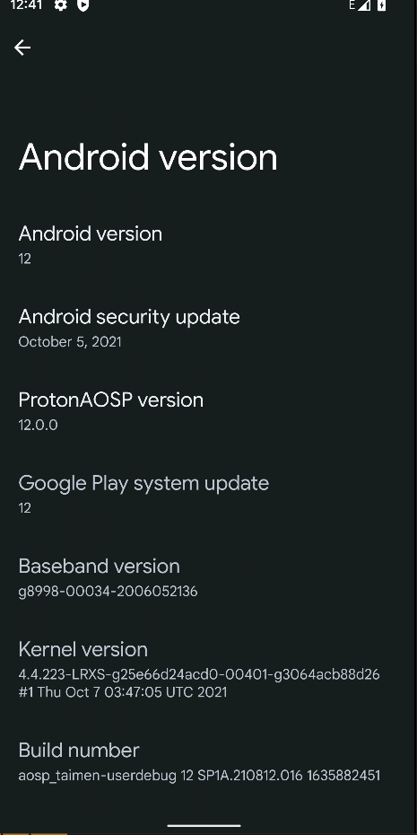 ProtonAOSP based Android 12 build for Pixel 2 XL