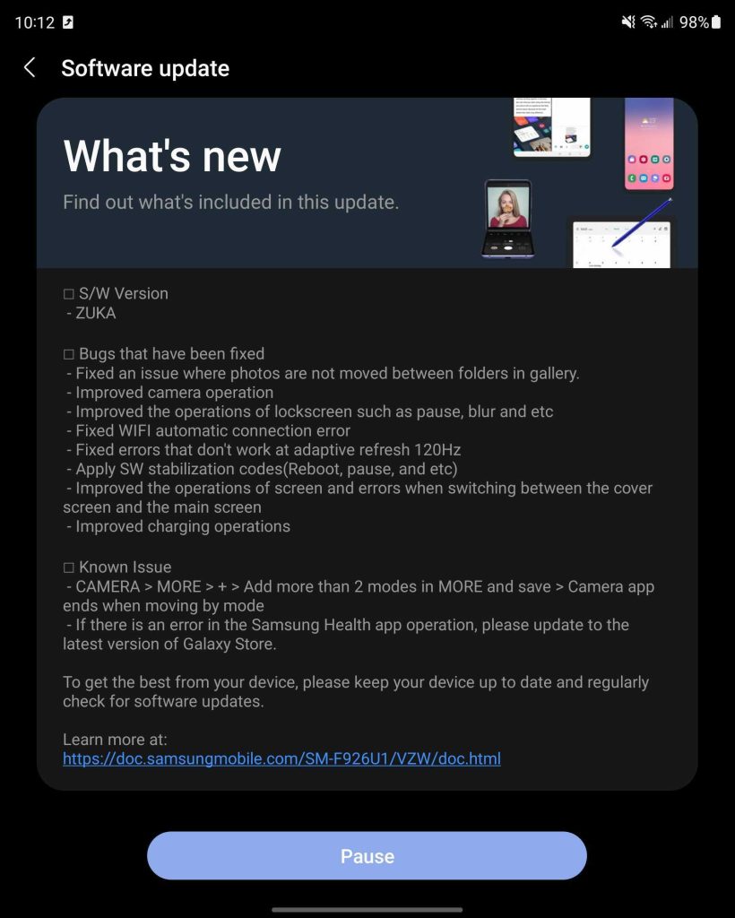 samsung android 12 beta galaxy z fold 3 update 120hz display changelog