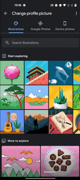 google illustrations page scrolling