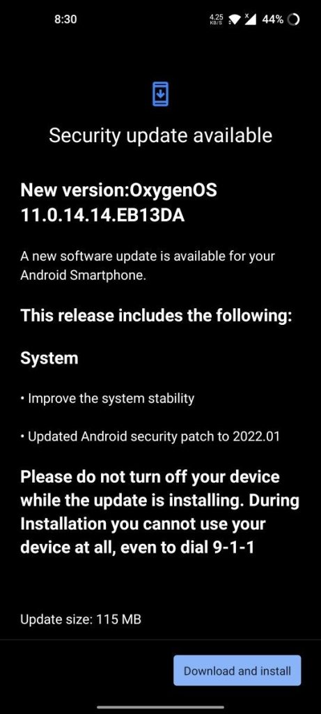 oneplus january 2022 update with OxygenOS 11.0.14.14
