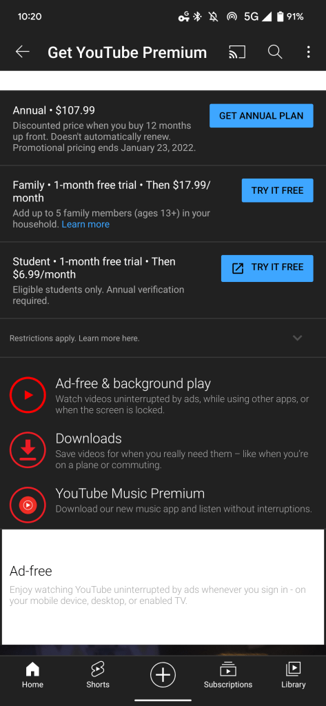 YouTube Premium, Music quietly get discounted annual plan - 9to5Google