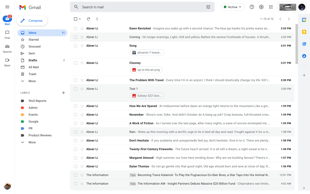 new Gmail view