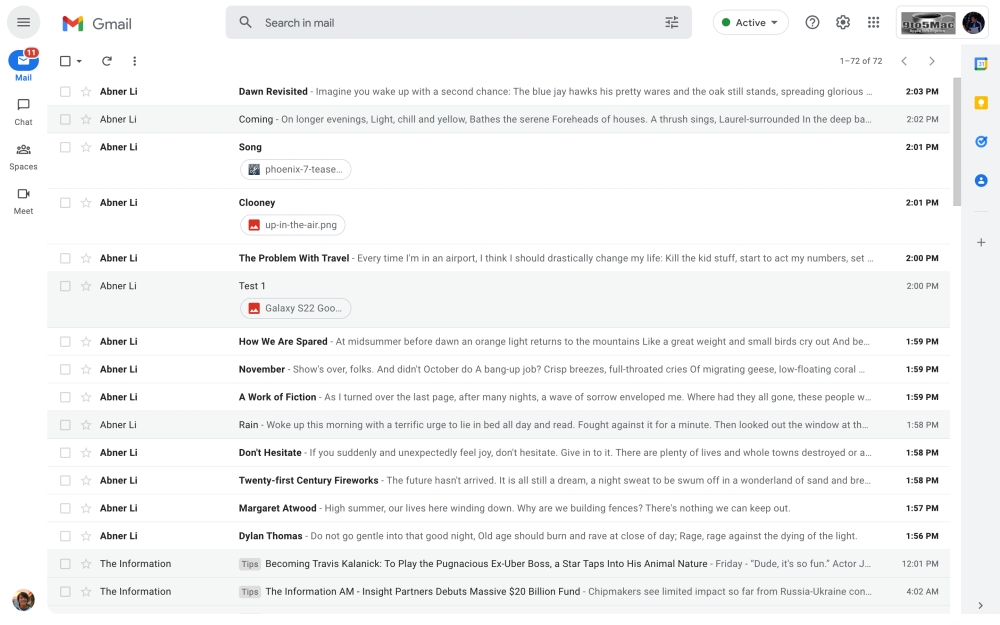 new Gmail view