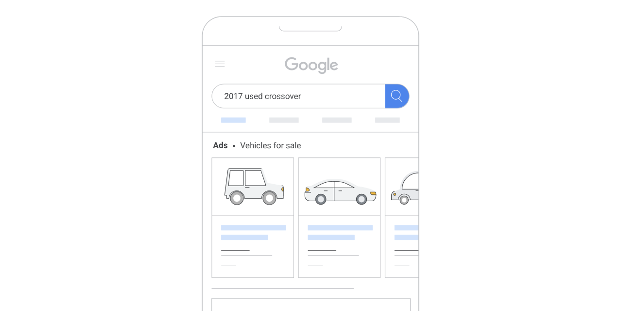 Google Search vehicle ads