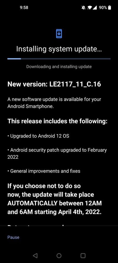 t-mobile oneplus 9 android 12