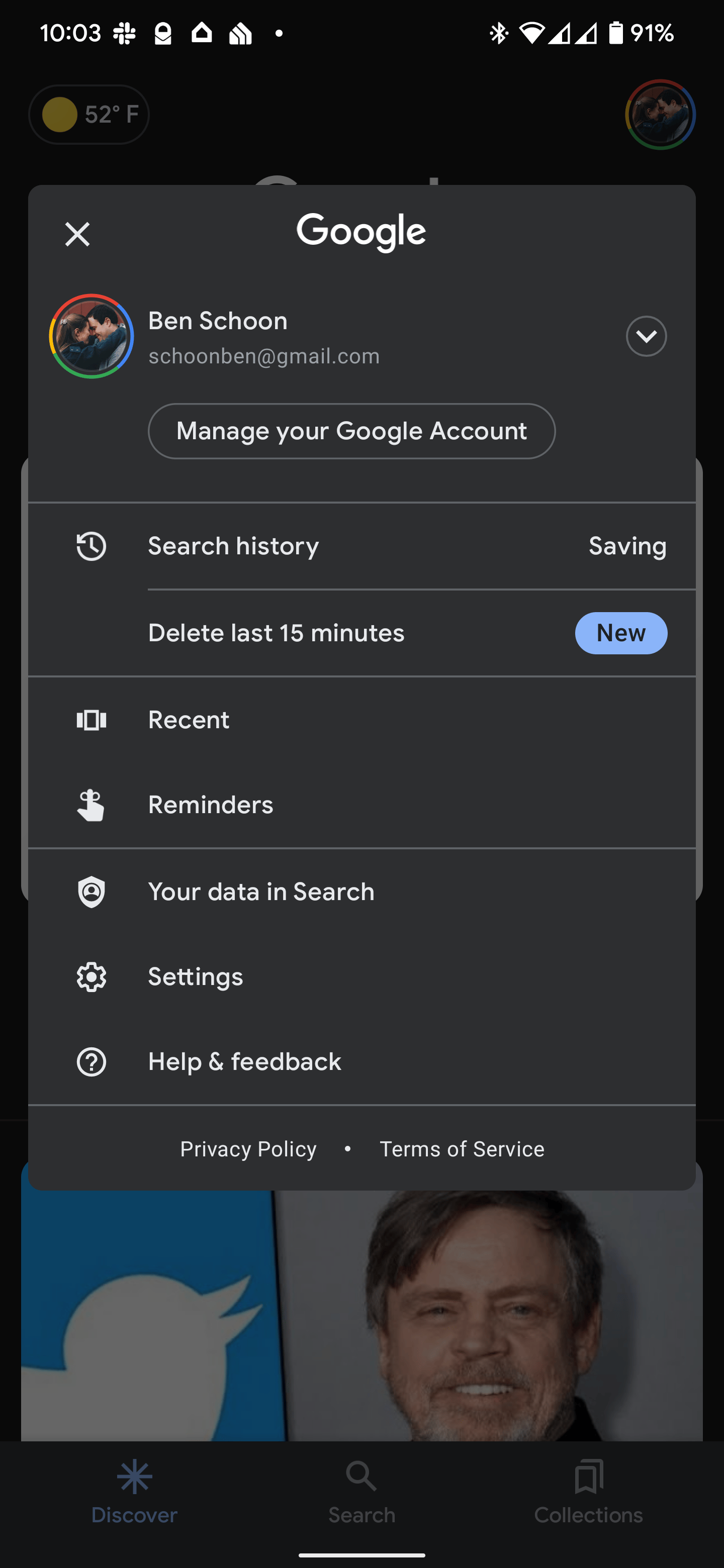 How to delete the last 15 minutes of your Google search history