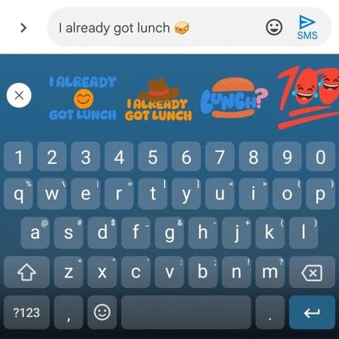 Gboard text-based stickers example 3