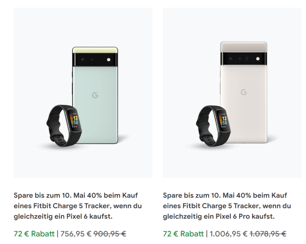 Google Pixel 6 and Fitbit Charge 5 bundles on Germany Store