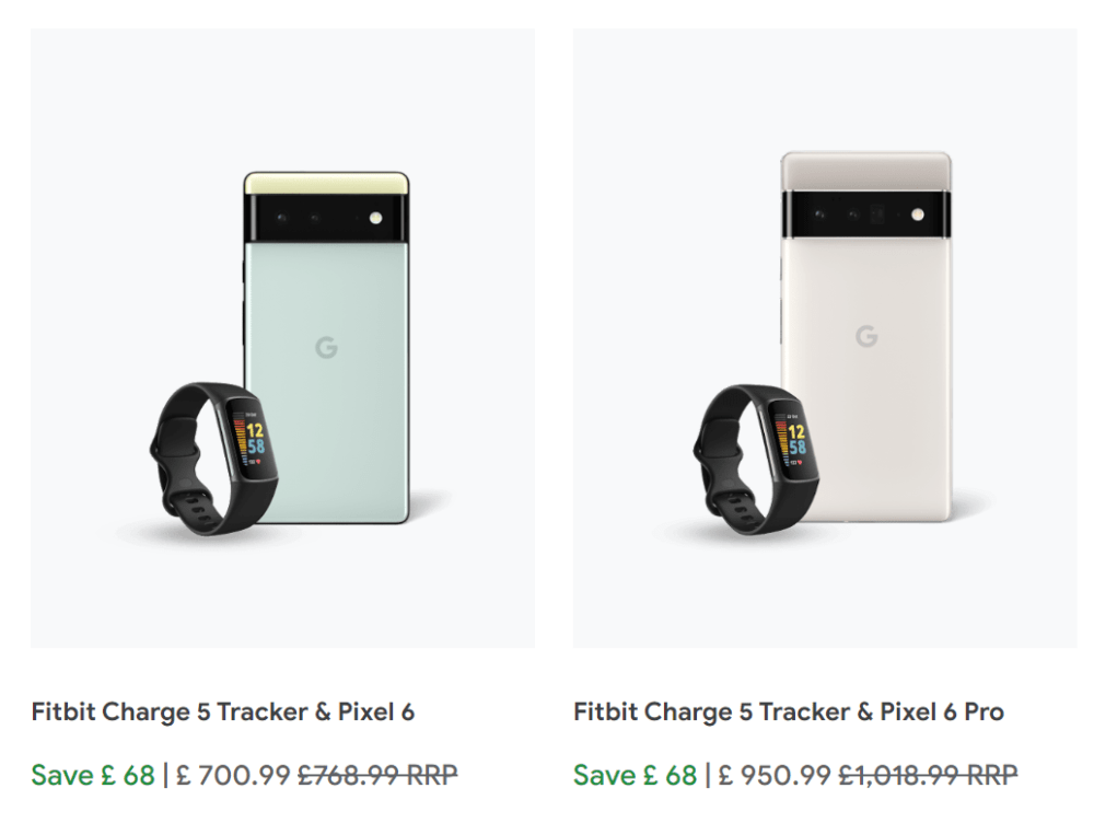 Google Pixel 6 and Fitbit Charge 5 bundles on UK Store