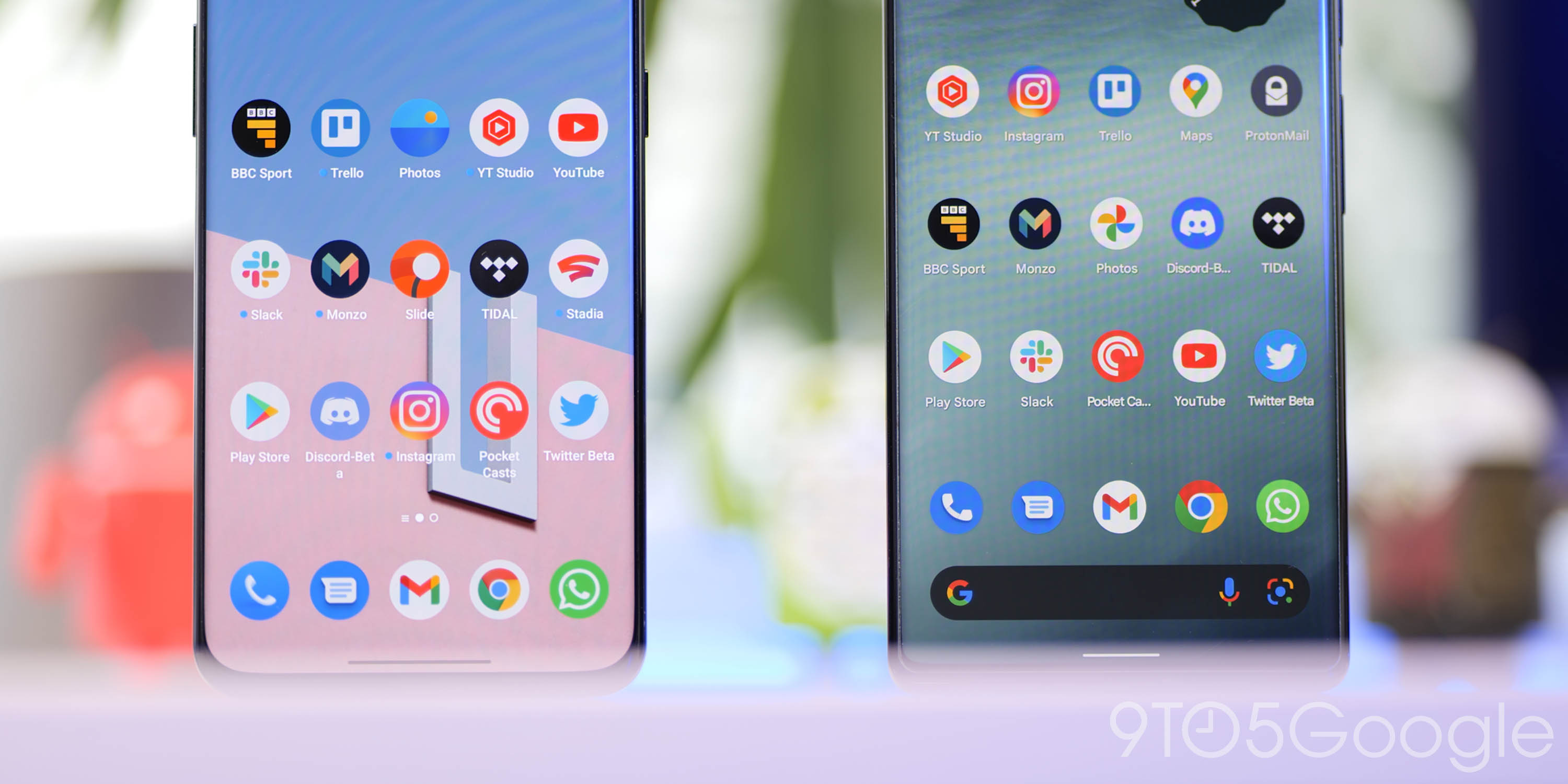 The Pixel 6 Pro and OnePlus 10 Pro screens side-by-side showing the minimal differences in quality