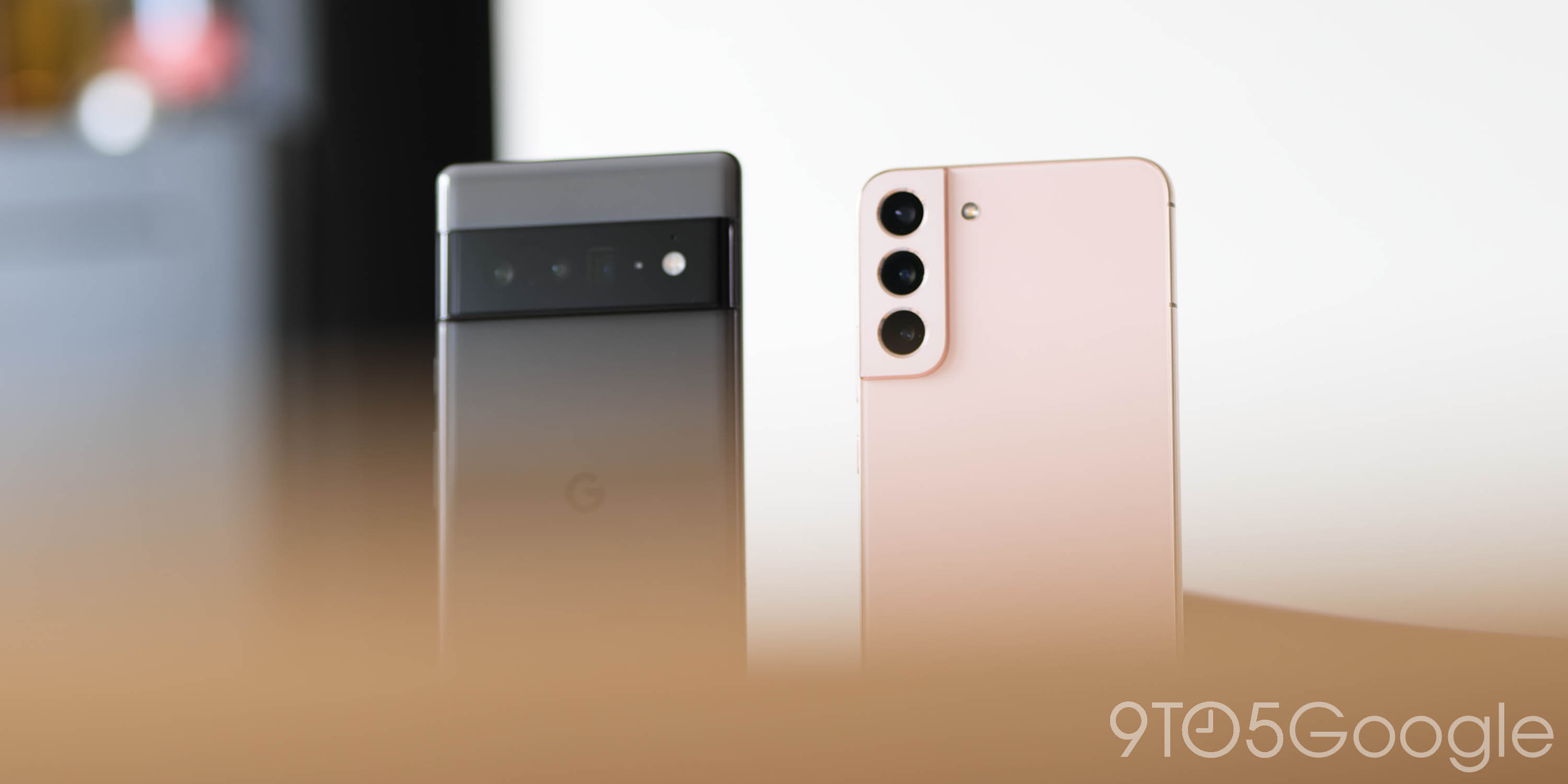 Google Pixel 6 Pro in Stormy Black with Samsung Galaxy S22+ in Pink Gold