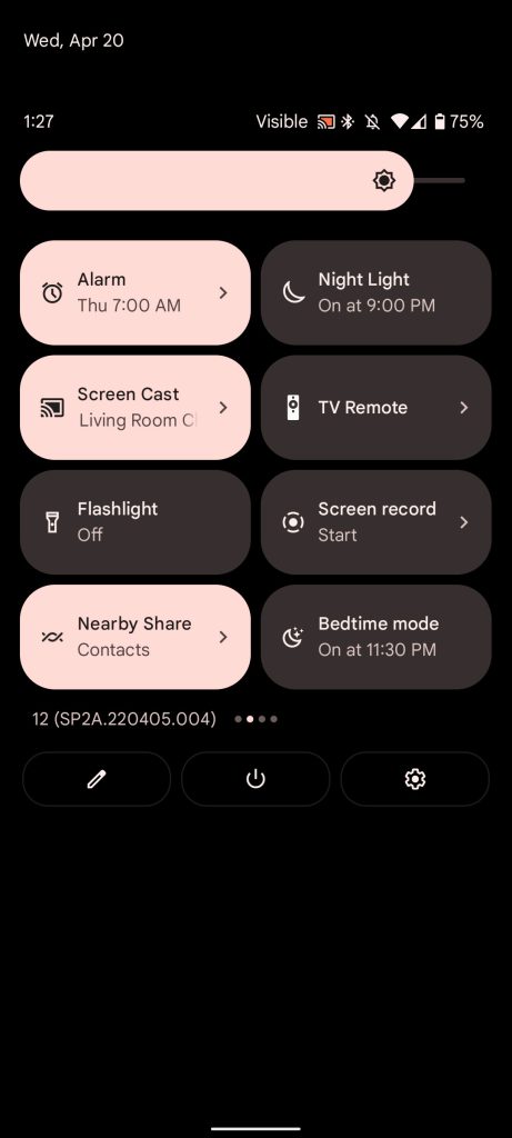 Active Screen Cast in Quick Settings