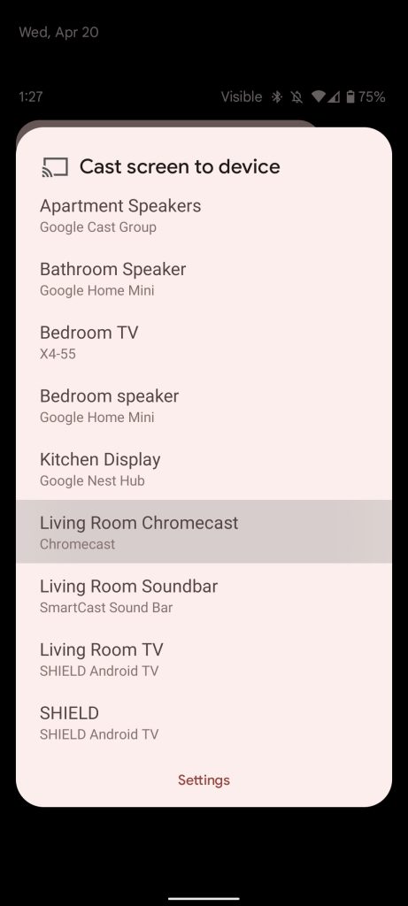 Look for your Google TV in device list