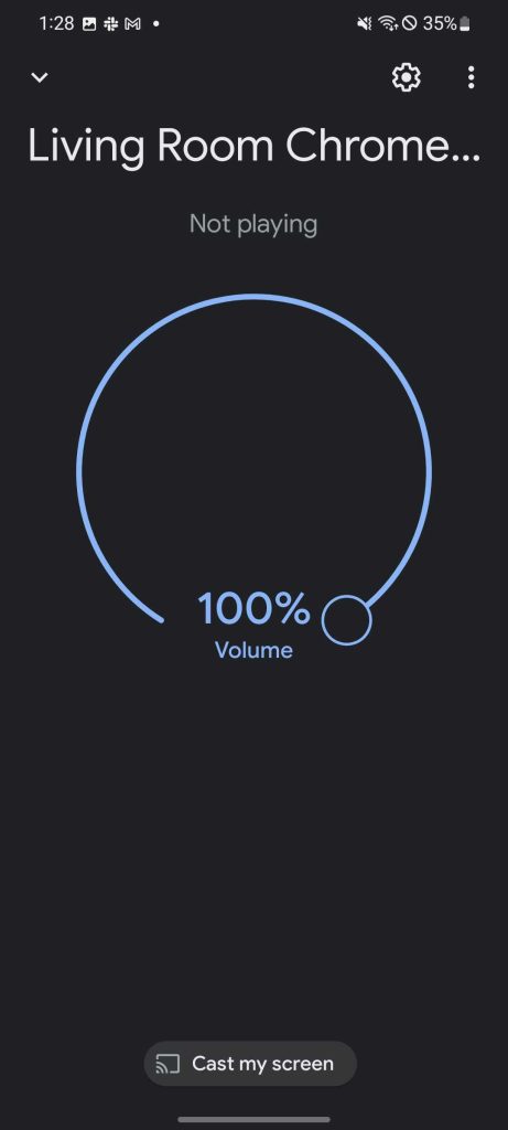 Cast my screen button in Google Home app