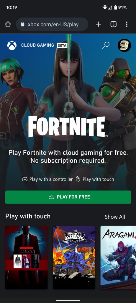 Play Fortnite with Xbox Cloud Gaming For Free Without any