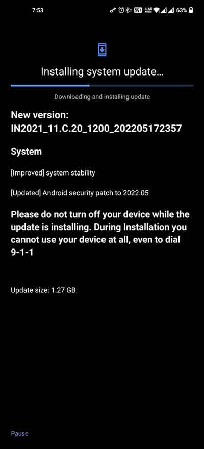 OnePlus May 2022 security update