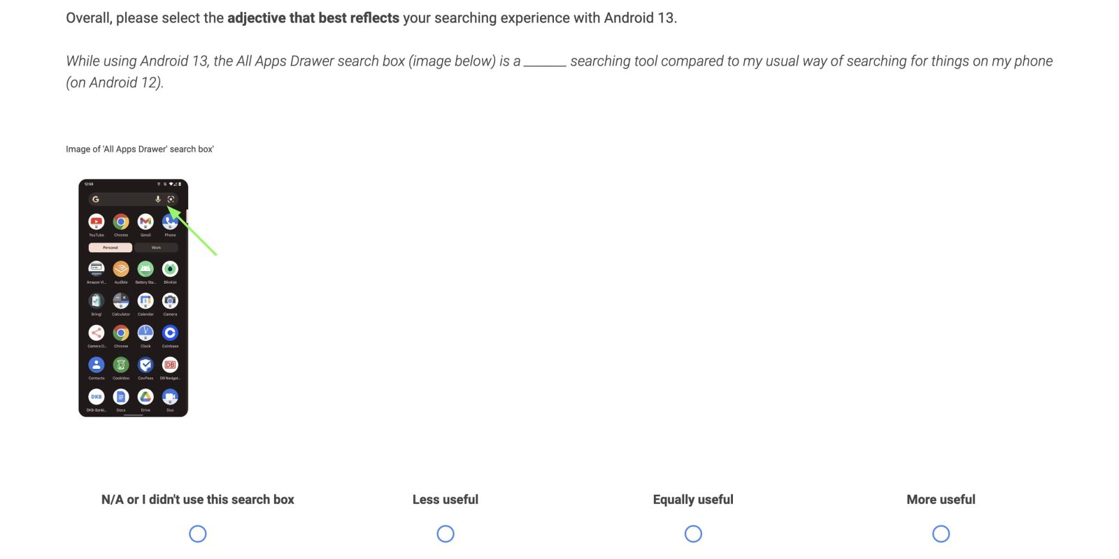 Android 13 Beta 3 survey