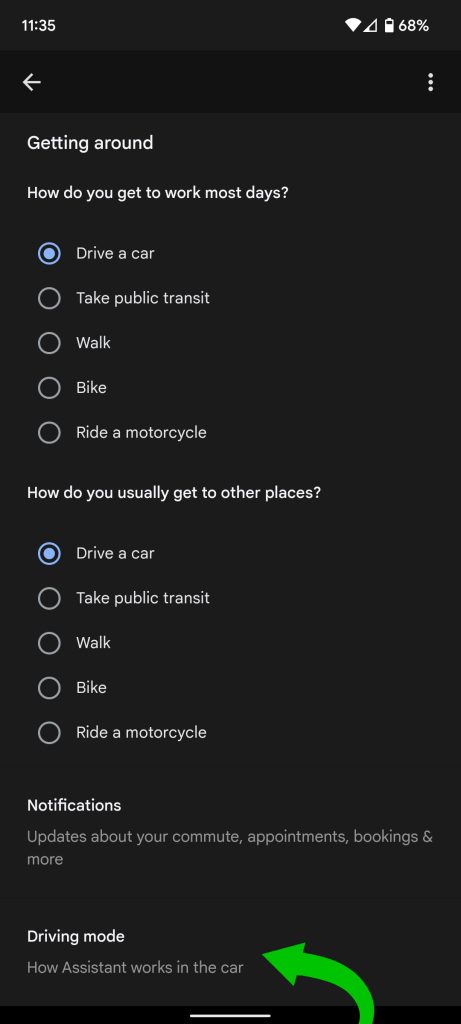 Driving Mode Google Assistant