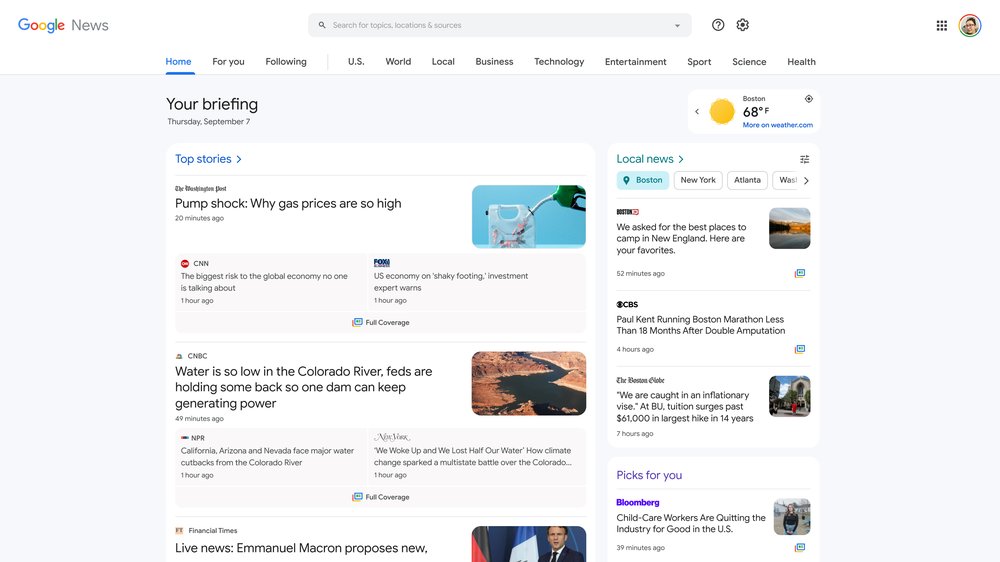 Google News desktop redesign