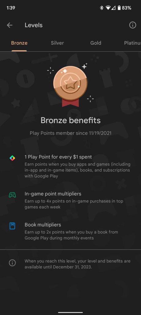 Google Play Points Bronze