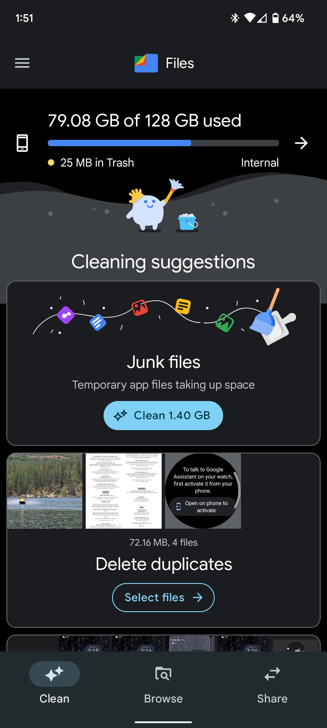 Clean tab Files app