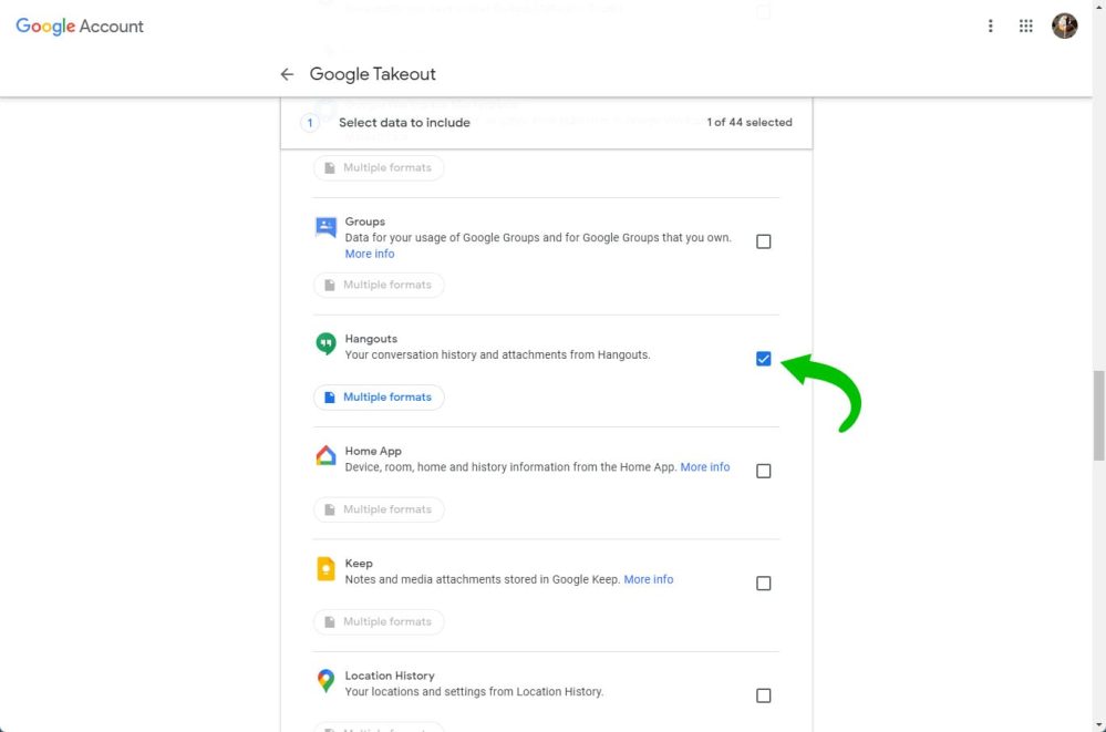 Google Hangouts data download