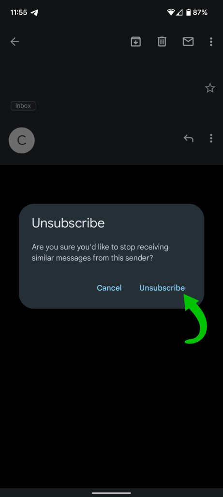 unsubscribe from emails gmail