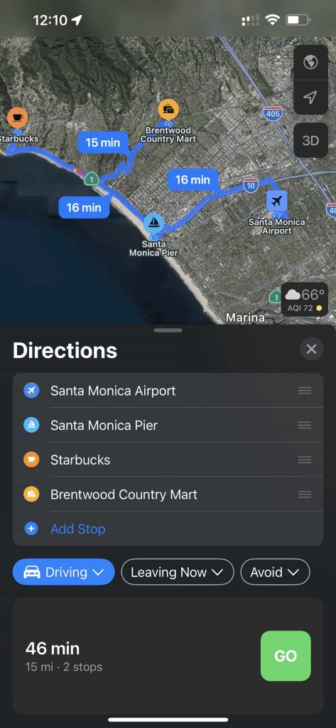 Multiple stops on Apple Maps