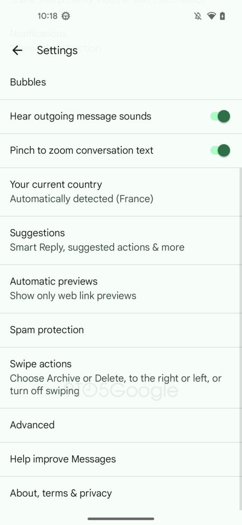 Google Messages Customize "Swipe Actions"