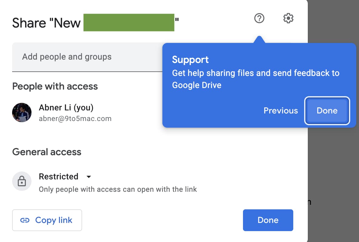 new Google Docs sharing