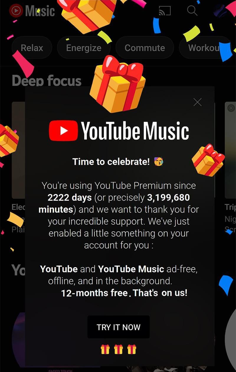 YouTube Premium free year