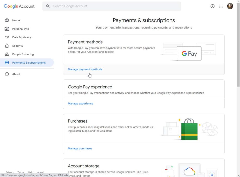 Manage adding or removing payment methods