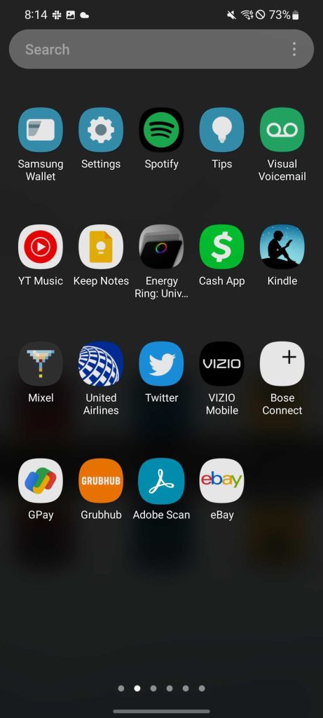 App drawer Samsung Galaxy device