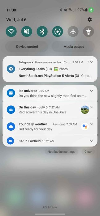 Une interface utilisateur 5 notifications