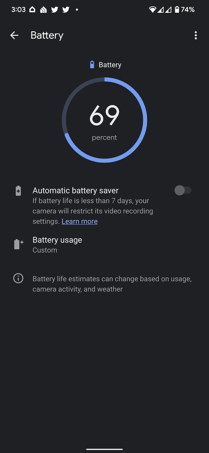 nest cam (battery) app settings
