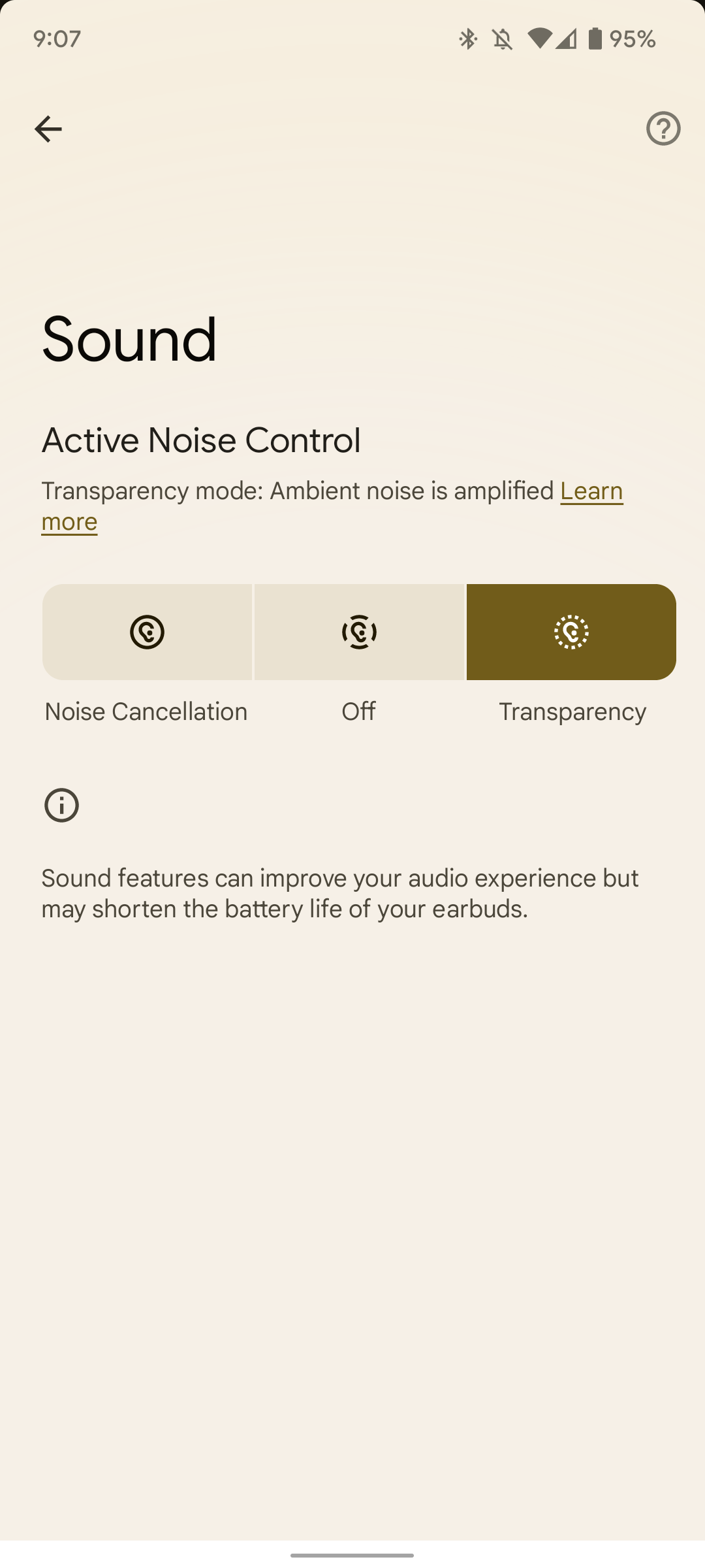 Here are the Pixel Buds Pro settings 