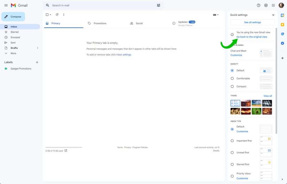 Gmail Material You design