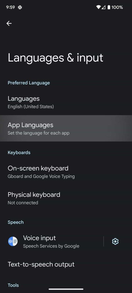 change language per app