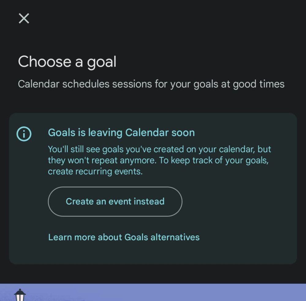 Google Calendar removing 'Goals' from Android and iOS [U]