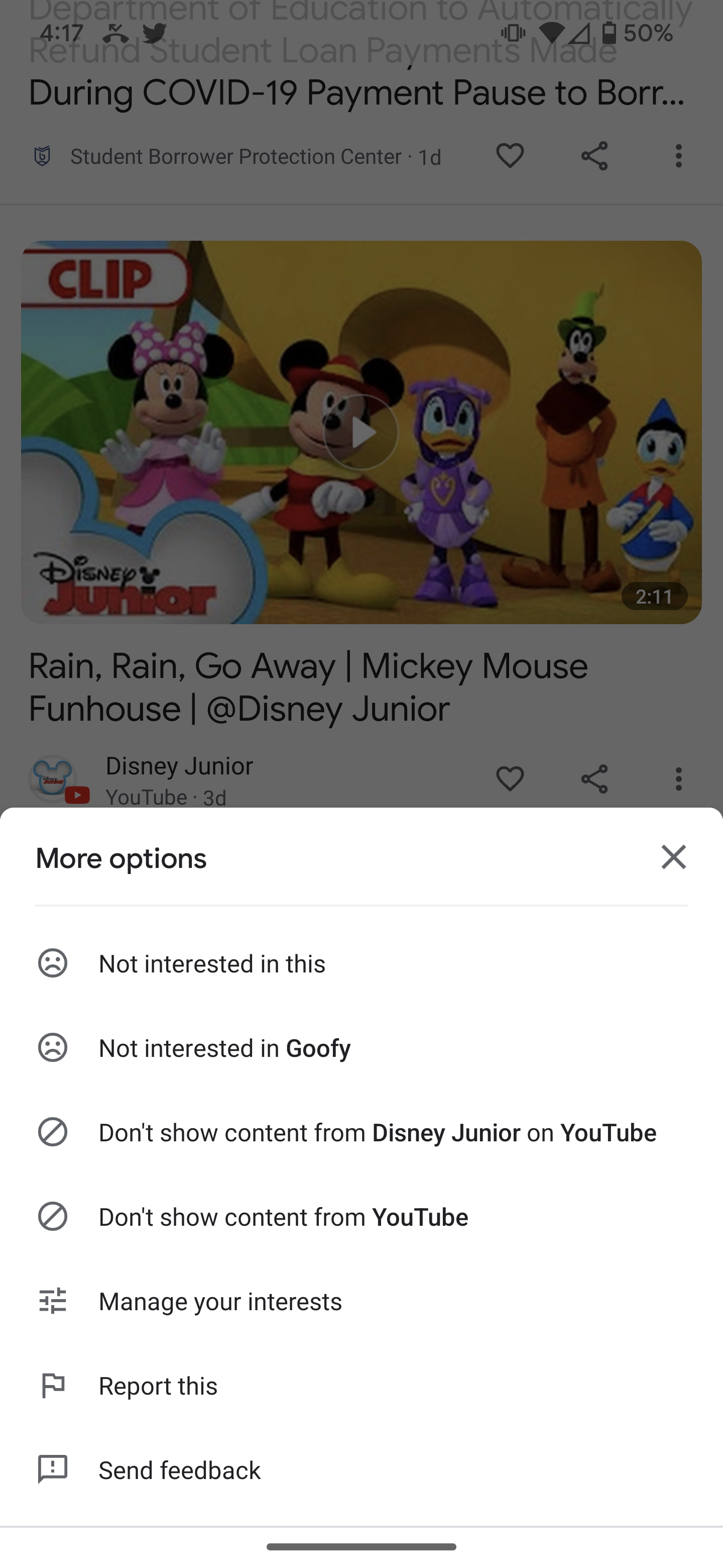 Google Discover will now let you block specific YouTube channels