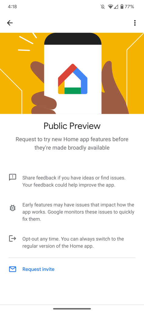 Cómo registrarse en el programa de vista previa de la aplicación Google Home en Android