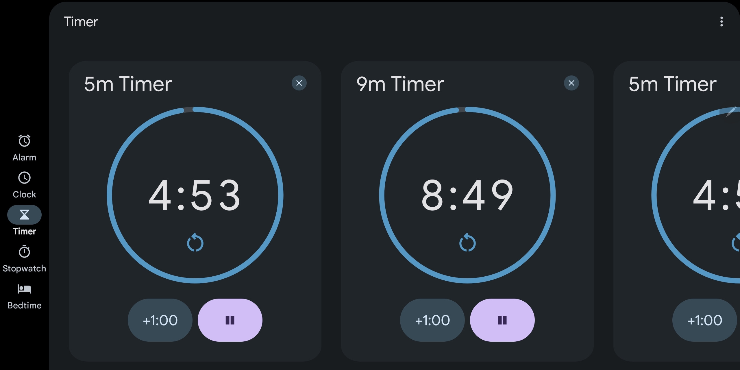 Google Clock 7.3 Alarm pausing and better multi timer UI