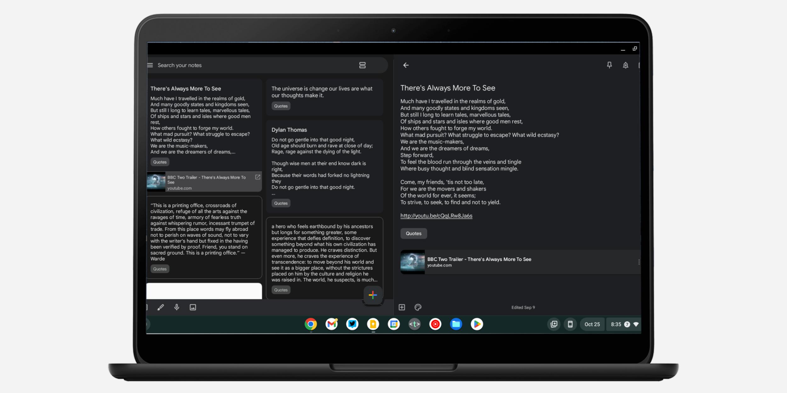 Here’s dual pane Google Keep on Chromebooks, but it’s hard to find on tablets & foldables