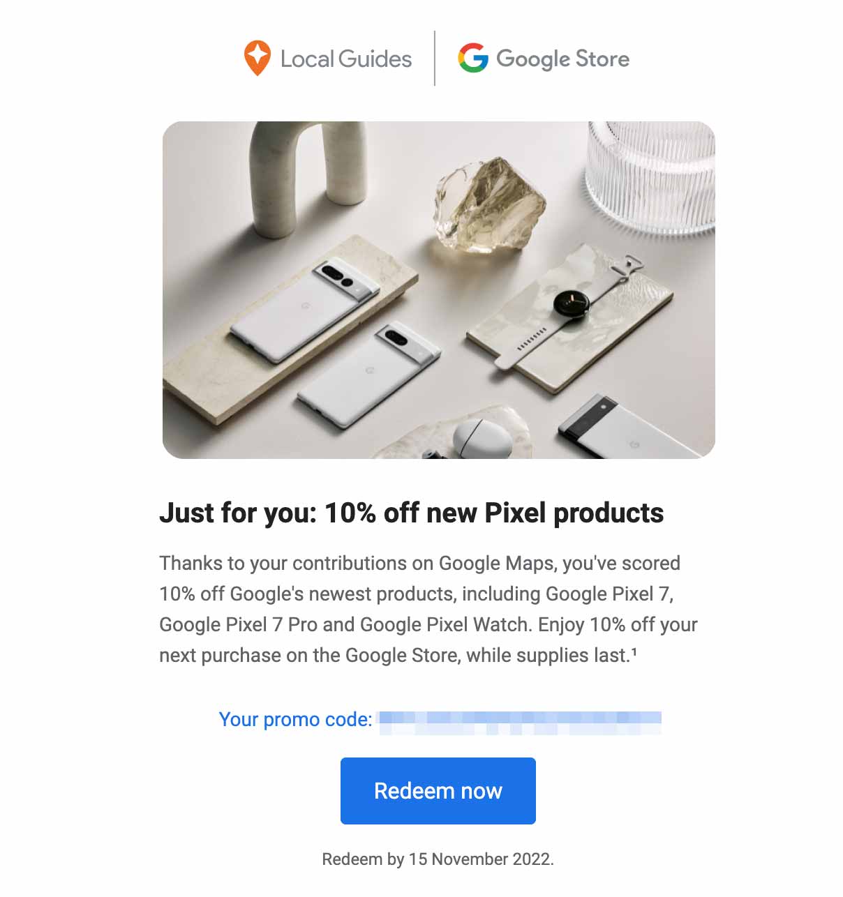 Google offers 10 discount coupon on Pixel 7 for Local Guides