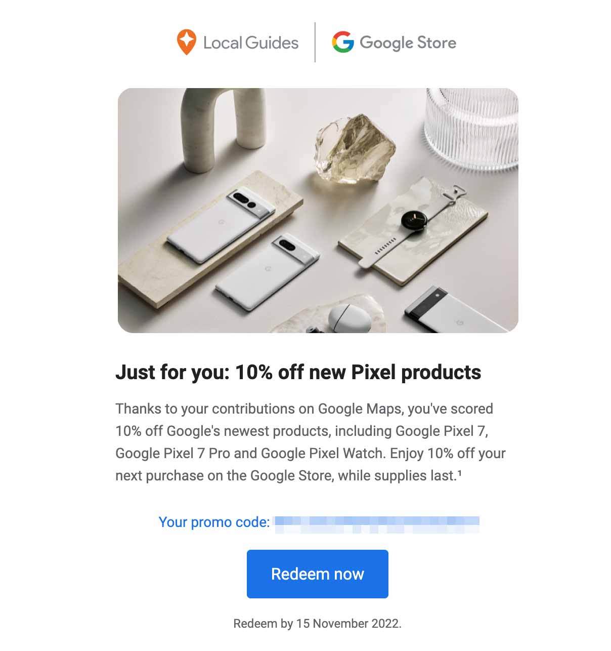 Google offers 10% discount coupon on Pixel 7 for Local Guides
