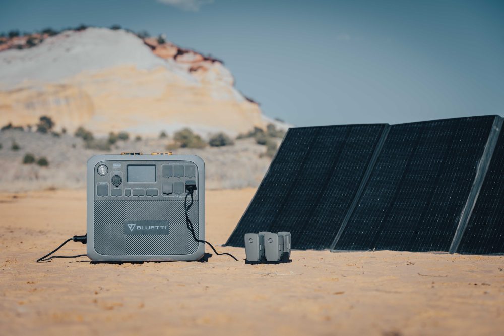 Bluetti AC200P power station with solar panels